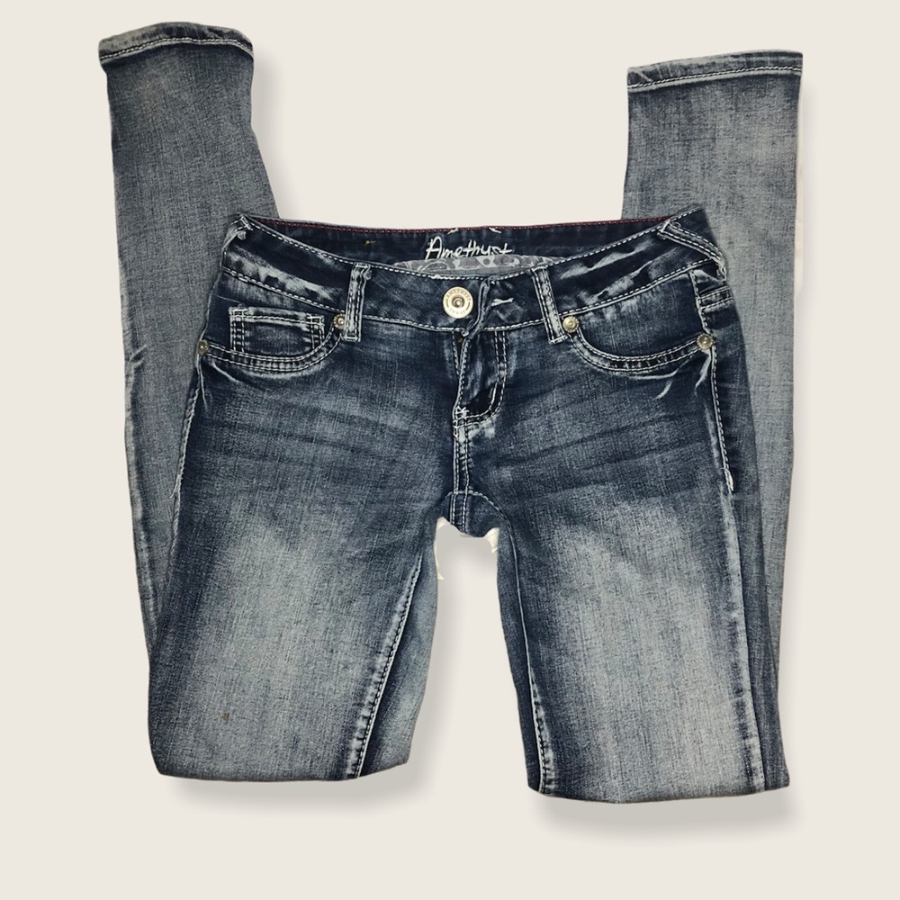 Amethyst Skinny Fit Acid Wash Distressed Jeans